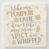 カボチャスパイスの女性の秋のおもしろいなラテのユーモア ストーンコースター (正面)