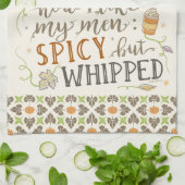 カボチャスパイスの女性の秋のおもしろいなラテの冗談 キッチンタオル (折り畳み)