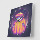 カボチャスーツキュートペンギンインスノースケッチ スクエア壁時計 (傾斜)