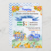 カボチャトラクタバーチャルベビーシャワー招待状 招待状 (正面/裏面)