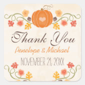 カボチャドングリの花の秋の結婚式は感謝していしています スクエアシール (正面)