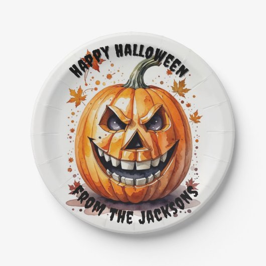 カボチャハッピーハローウィンパーティー ペーパープレート (正面)