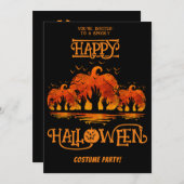 カボチャハッピーハローウィン衣装パーティー黒い手 招待状 (正面/裏面)