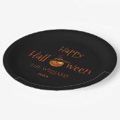 カボチャハッピーハローウィン パーソナライズされた ペーパープレート (アングル)