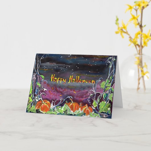 カボチャハロウィンの魔法のコレクション カード (黄色い花)