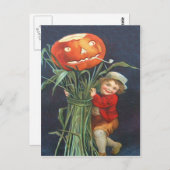 カボチャハロウィーンのカボチャのちょうちんコーンストークボーイ ポストカード (正面/裏面)