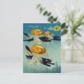 カボチャハロウィーンのカボチャのちょうちんブラックキャットウィッチ ポストカード (スタンド正面)