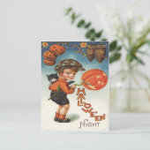 カボチャハロウィーンのカボチャのちょうちん猫の男の子 ポストカード (スタンド正面)