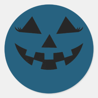 カボチャハロウィーンのカボチャのちょうちん顔と女の子まつげ ラウンドシール