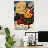 カボチャハロウィーンのカボチャのちょうちん魔女ブラックキャット ポスター (ホームオフィス)