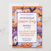 カボチャハローウィンパーティオレンジパープル 招待状 (正面)