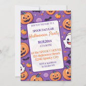 カボチャハローウィンパーティオレンジパープル 招待状 (正面)