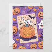 カボチャハローウィンパーティオレンジパープル 招待状 (裏面)