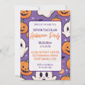 カボチャハローウィンパーティオレンジパープル 招待状 (正面)