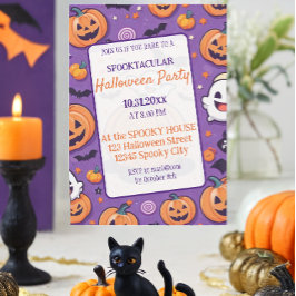 カボチャハローウィンパーティオレンジパープル 招待状