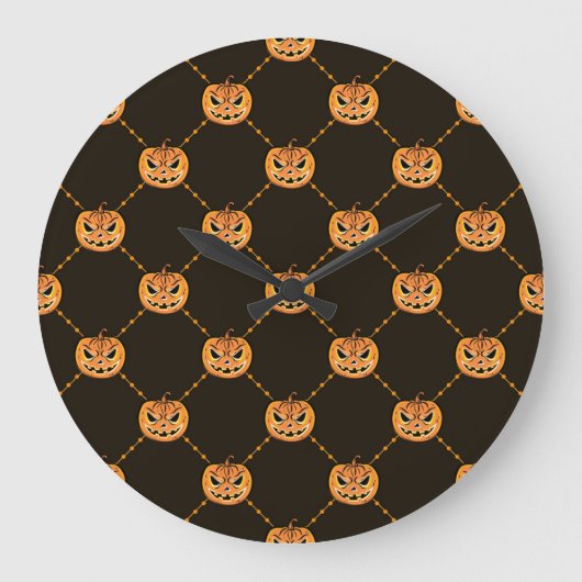 カボチャハローウィンパーティテーマ。 ラージ壁時計 (正面)