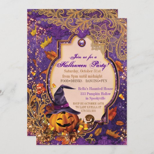 カボチャハローウィンパーティ招待状 招待状 (正面/裏面)