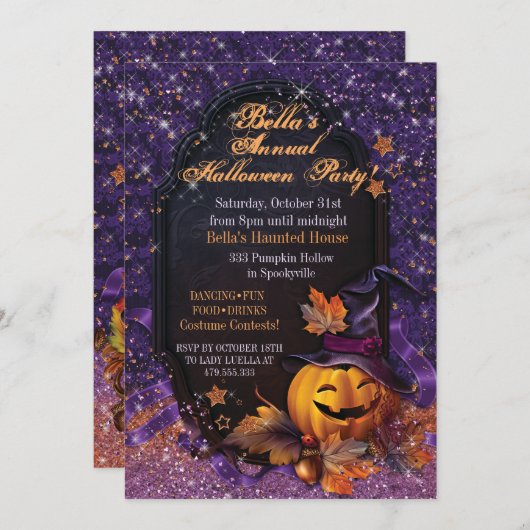 カボチャハローウィンパーティ招待状 招待状 (正面/裏面)