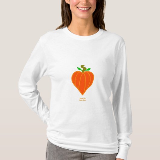 カボチャハート女子長袖シャツ Tシャツ (正面)