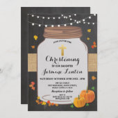 カボチャバプティスマクロス秋《キリスト教》洗礼式や命名式ウッドジャー 招待状 (正面/裏面)