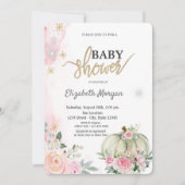 カボチャバラ水玉模様、雪片ベビーシャワー 招待状 (正面)