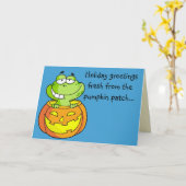カボチャパッチのベビーのカエル カード (黄色い花)