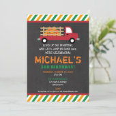 カボチャパッチオレンジグリーンの誕生日 招待状 (スタンド正面)