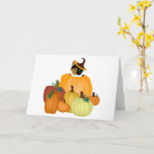 カボチャパッチキャットグリーティングカード カード (黄色い花)