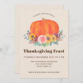 カボチャパッチ感謝祭ディナー 招待状 (正面/裏面)