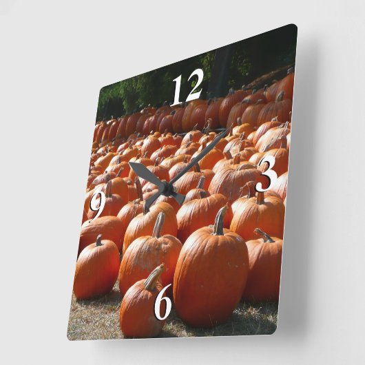 カボチャパッチ秋の収穫写真 スクエア壁時計 (傾斜)