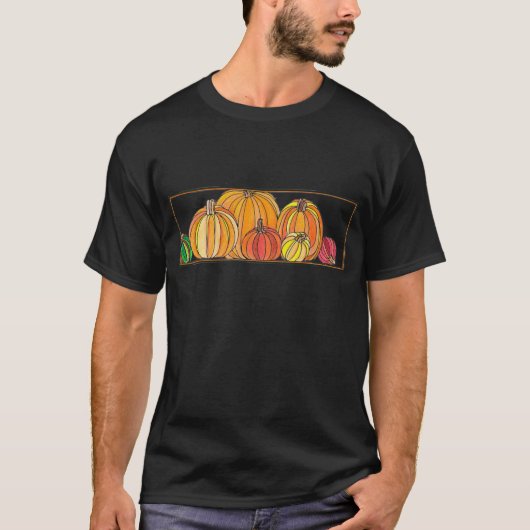 カボチャパッチ-秋のカボチャデザイン Tシャツ (正面)