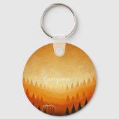 カボチャパーソナライズされたの収穫秋の収穫 キーホルダー (正面)