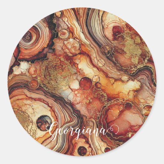 カボチャパーソナライズされたスパイス秋季アルコールインキ ラウンドシール (正面)