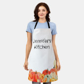 カボチャパーソナライズされたパッチ エプロン (着用した状態)