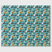 カボチャパーソナライズされたンと幽霊とのハロウィーン ラッピングペーパー (フラット)