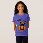 カボチャパーソナライズされたンの可愛い黒猫ハロウィン Tシャツ (正面フル)