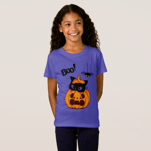 カボチャパーソナライズされたンの可愛い黒猫ハロウィン Tシャツ (正面フル)