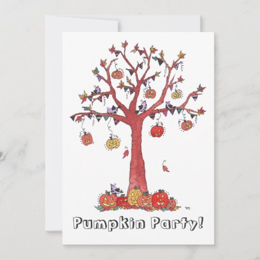 カボチャパーティー、ハローウィンパーティ招待状 招待状 (正面)