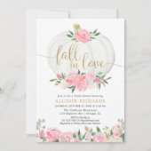 カボチャピンクの金ゴールドはブライダルシャワー恋に落ちます 招待状 (正面)