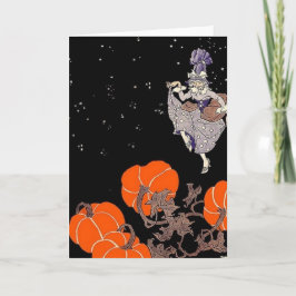 カボチャファッションドパッチの古い魔女 カード