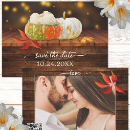 カボチャフェスティバル秋QR写真Save the Date Card セーブザデート