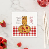 カボチャフクロウ&ギンガムベビーシャワー スタンダードカクテルナプキン (インサイチュ)