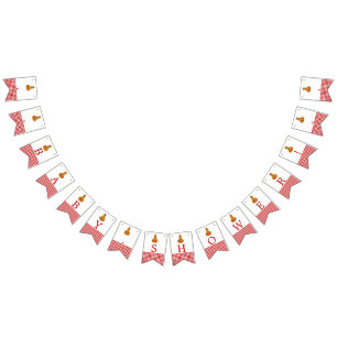 カボチャフクロウ&ギンガムベビーシャワー バンティングフラッグ