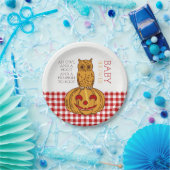 カボチャフクロウ&ギンガムベビーシャワー ペーパープレート (パーティー)