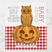 カボチャフクロウ&ギンガムベビーシャワー ワインラベル (シングルラベル)