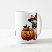 カボチャフランスので魔女の帽子のブルドッグパピー コーヒーマグカップ (正面右)