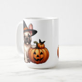 カボチャフランスので魔女の帽子のブルドッグパピー コーヒーマグカップ (正面左)