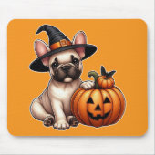カボチャフランスので魔女の帽子のブルドッグパピー マウスパッド (正面)