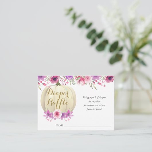 カボチャフローラおむつラッフル赤ちゃんシャワーエンクロージャ エンクロージャーカード (スタンド正面)