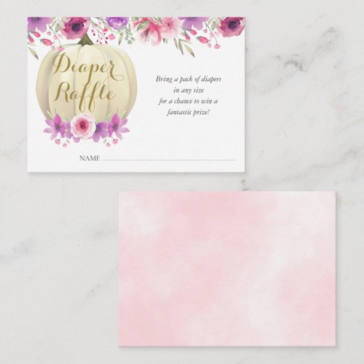 カボチャフローラおむつラッフル赤ちゃんシャワーエンクロージャ エンクロージャーカード (正面/裏面)